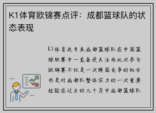 K1体育欧锦赛点评：成都篮球队的状态表现