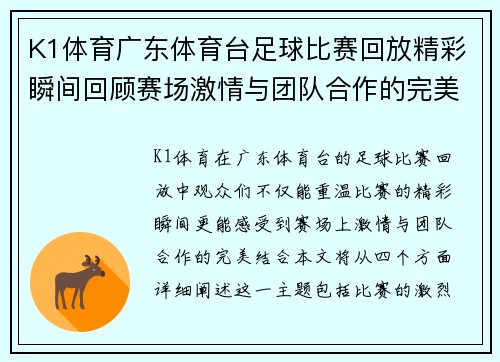 K1体育广东体育台足球比赛回放精彩瞬间回顾赛场激情与团队合作的完美结合